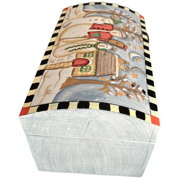 DEPT 56 Wooden Hinged Snowman Storage Box Dome Top Handpainted Christmas Winter - Picture 8 of 14